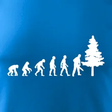 Evoluce dřevorubec - pila a strom