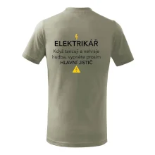 Elektrikář - hlavní jistič - Nápis na zádech