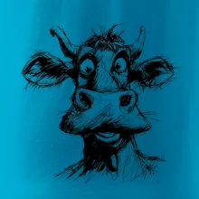 Černobílá karikatura světlá kráva hlava