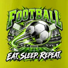 Fotbalový míč a stadion eat sleep repeat