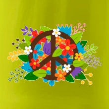 Peace symbol prorostlý květinami