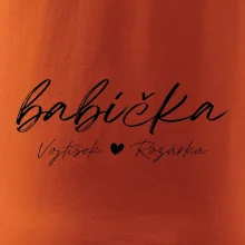 Babička Tričko se jmény dětí psací písmo