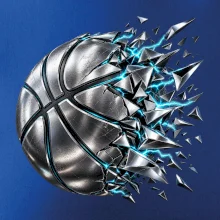 Kovový basketbalový míč s elektrickými střepy