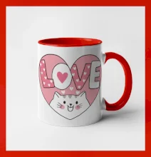 Kočka love - růžové srdce