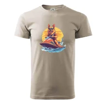 Německý ovčák na vodním skútru