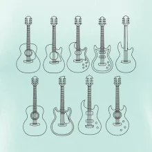 Typy kytar černé kresby