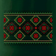 Ukrajinský vzor - Červeno Zelený