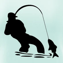 Rybář tahající rybu