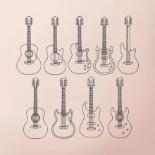 Typy kytar černé kresby