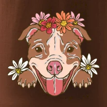 Americký stafordširský teriér hlava s květinami