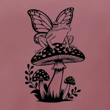 Goblincore černá houba se žábou