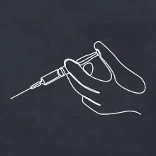 Ruka a injekce jedním tahem