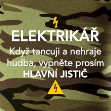 Elektrikář - hlavní jistič - Nápis na zádech