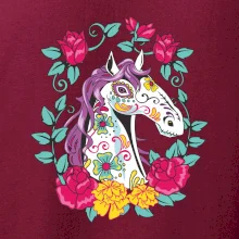 Kůň barevný s květinami