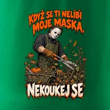 Maskovaný hororový zahradník se zahradními nůžkami