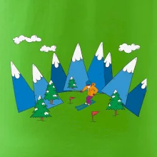 Lyžař a barevné hory