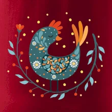 Folklor - slepice s kopretinou