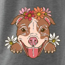 Americký stafordširský teriér hlava s květinami