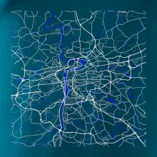 Praha - Mapa s vodními toky