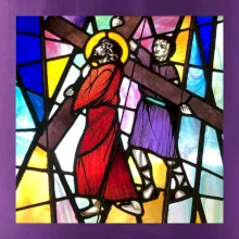 Vitráž - Ježíš a kříž