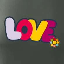 Love nápis s květinou