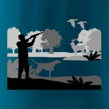 Lovec a ohař v lese