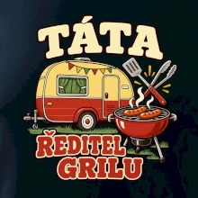 Táta ředitel grilu rodinné kempování s karavanem