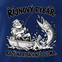 Říjnový rybář v loďce s obří štikou