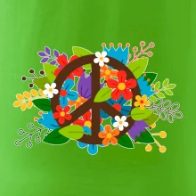 Peace symbol prorostlý květinami