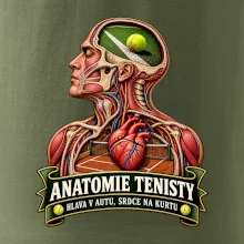 Anatomie tenisty hlava v autu srdce na kurtu