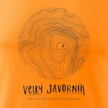 Velký Javorník - vrstevnice v kruhu