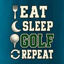 Eat sleep golf repeat typografie