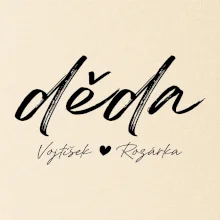 Děda Tričko se jmény dětí psací písmo