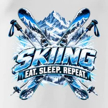 Sjezdové lyže v horách eat sleep repeat