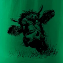 Černobílá karikatura černá kráva hlava