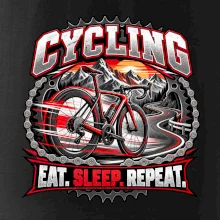 Cyklistické kolo mezi horami eat sleep repeat