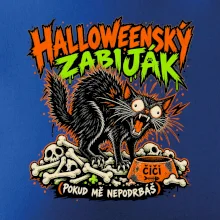 Halloweenský černý kocour čeká na podrbání