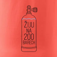 Žiju na 200 barech potápěčská lahev s modrou vlnovkou
