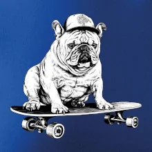 Černobílý buldok na skateboardu Černobílý buldok na skateboardu