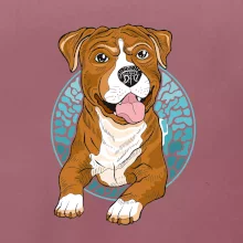 Americký staford kreslený v kolečku (Pecka design)