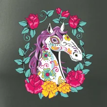 Kůň barevný s květinami