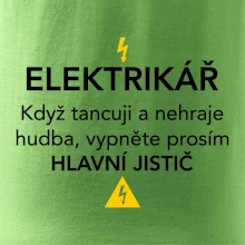 Elektrikář - hlavní jistič - Nápis na zádech
