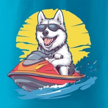 Husky na vodním skútru