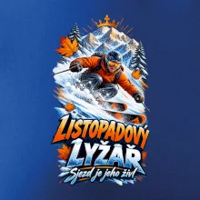 Listopadový lyžař král zasněžených svahů