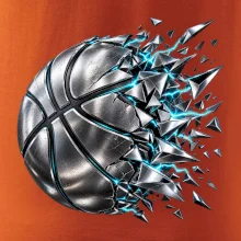 Kovový basketbalový míč s elektrickými střepy