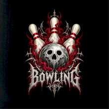 Bowling metalová lebka s plameny