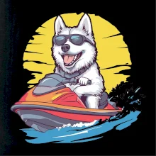 Husky na vodním skútru