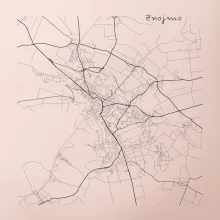 Černobílá mapa Znojmo