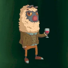 Alpaka s vínem muž