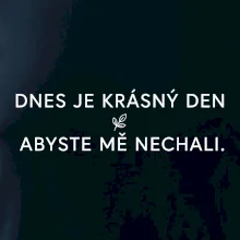 Dnes je krásný den abyste mě nechali bíle